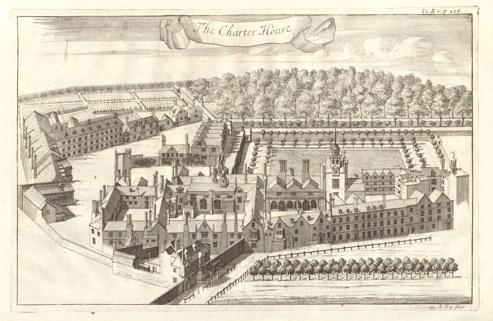 'Charter House'. The Charterhouse, Smithfield, London. STOW/STRYPE 1720 print